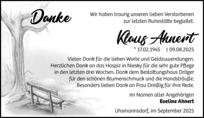 Familienanzeigen - Trauer