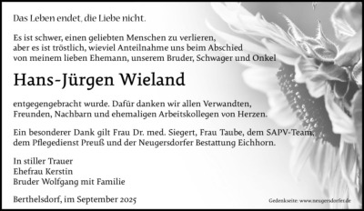 Familienanzeigen - Trauer