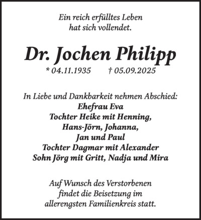 Familienanzeigen - Trauer