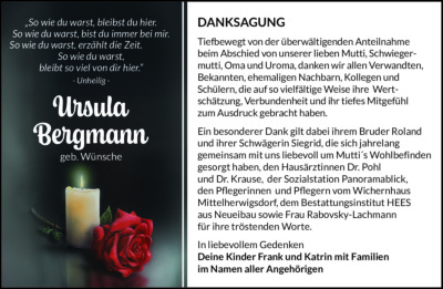 Familienanzeigen - Trauer