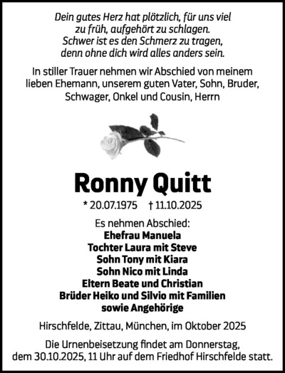 Familienanzeigen - Trauer