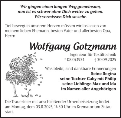 Familienanzeigen - Trauer