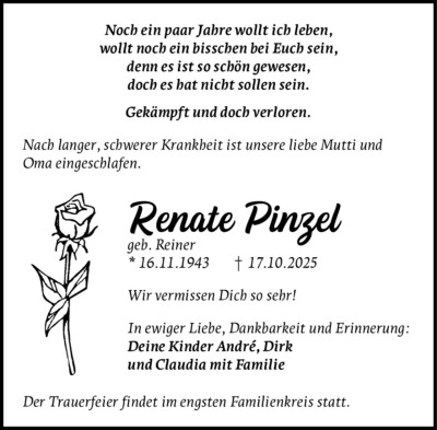 Familienanzeigen - Trauer