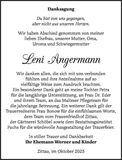 Familienanzeigen - Trauer