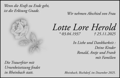 Familienanzeigen - Trauer