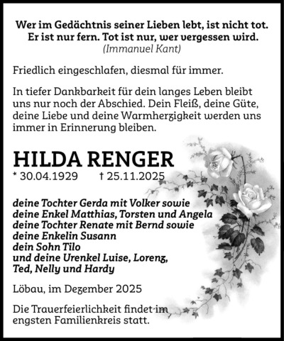 Familienanzeigen - Trauer