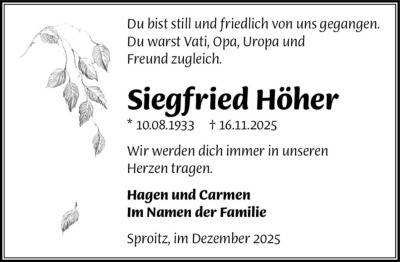 Familienanzeigen - Trauer