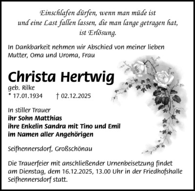 Familienanzeigen - Trauer