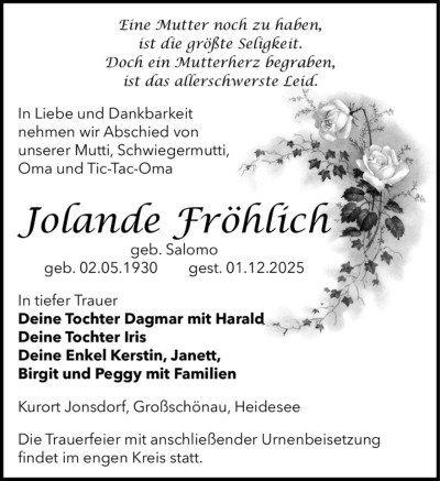 Familienanzeigen - Trauer