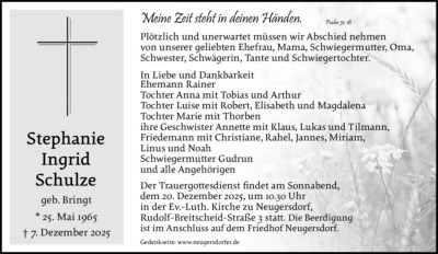 Familienanzeigen - Trauer