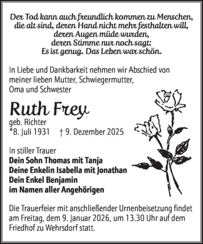 Familienanzeigen - Trauer