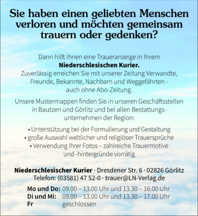 Familienanzeigen - Trauer