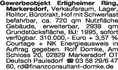 Immobilienangebote - Gewerbliche Betriebe