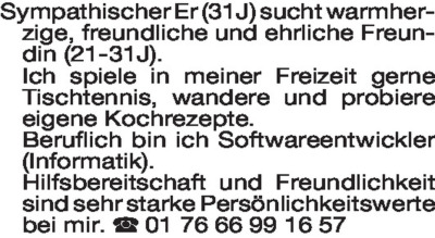 Fundgrube - Er sucht Sie