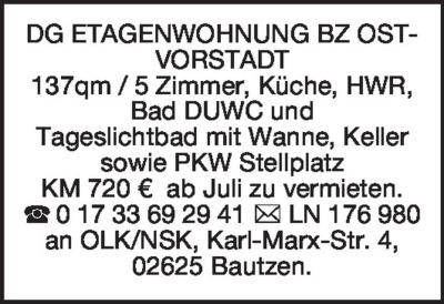 Vermietung - Wohnungen