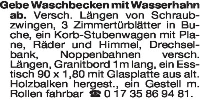 Fundgrube - Verkäufe