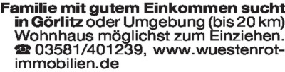 Immobiliengesuche - Wohnhäuser