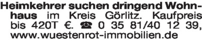 Immobiliengesuche - Wohnhäuser