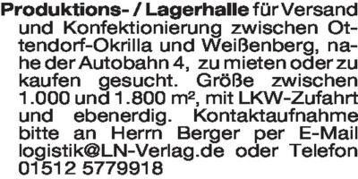 Immobiliengesuche - Gewerbliche Räume