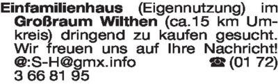 Immobiliengesuche - Wohnhäuser