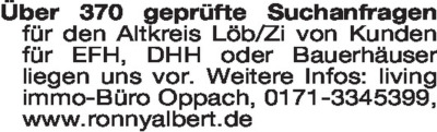 Immobiliengesuche - Wohnhäuser