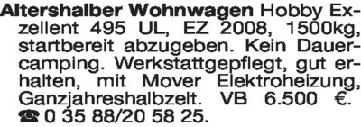 Sonstige Fahrzeuge - Wohnwagen