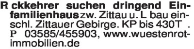 Immobiliengesuche - Wohnhäuser