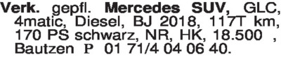 Fahrzeugverk&auml;ufe - Mercedes-Benz