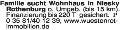 Immobiliengesuche - Wohnhäuser