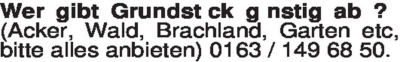 Immobiliengesuche - Grundstücke