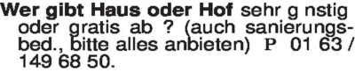 Immobiliengesuche - Wohnhäuser