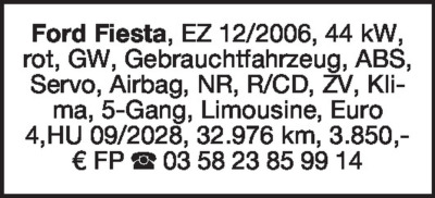 Fahrzeugverk&auml;ufe - Ford