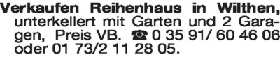 Immobilienangebote - Wohnhäuser