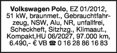 Fahrzeugverkäufe - Volkswagen