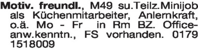 Stellenmarkt - Stellengesuche