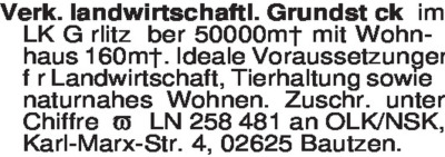 Immobilienangebote - Grundstücke