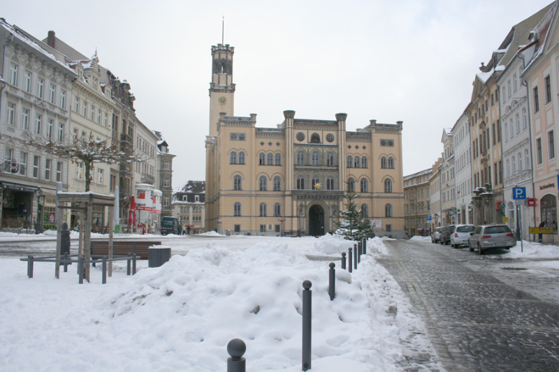 Schneemänner erobern Zittauer Marktplatz