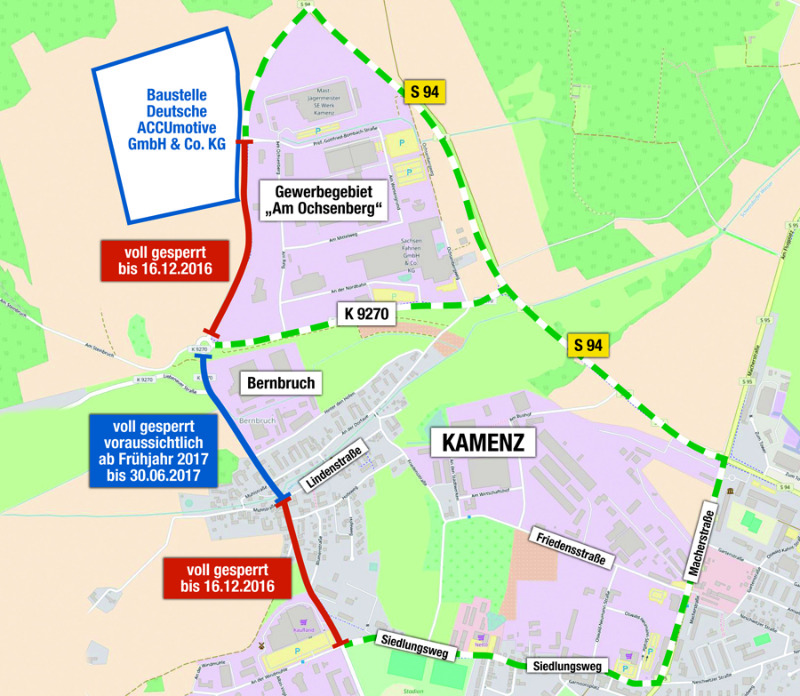 Nordstraße gesperrt wegen Wasserleitung für Accumotive