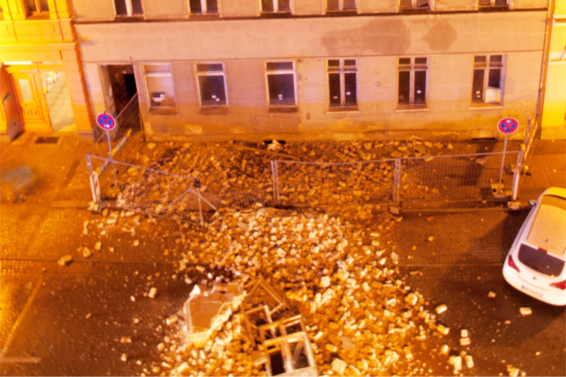 Hauswand stürzt in Görlitz ein