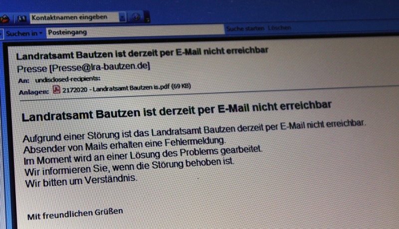 Behörden zeitweise per E-Mail nicht erreichbar